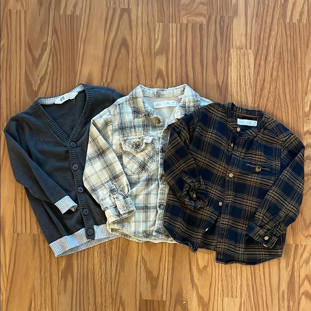 ZARA/H &M bundle: 2-3 Kids Plaid and Solid Shirts & Tops Set